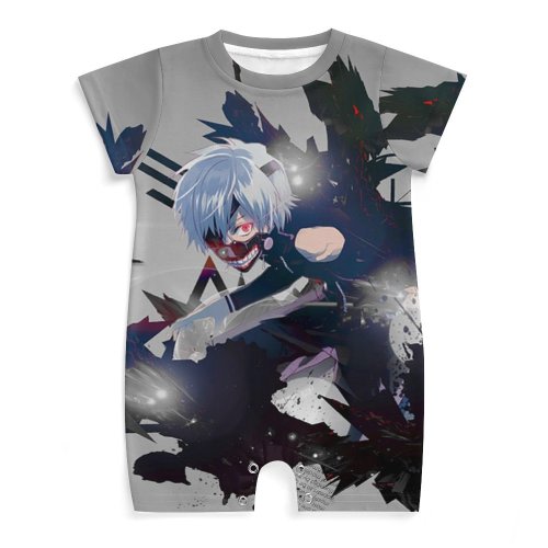 Anime Tokyo Ghoul Baby One-Piece Rompers Summer Short Sleeve Outfit Clothing Sets Newborn Infant Toddler Bodysuits Jumpsuit