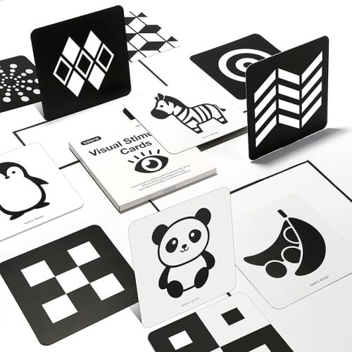 beiens High Contrast Baby Flashcards, Newborn Brain Development Toys, Visual Stimulation Learning Activity Cards, Black and White Baby Toy, 20 PCs 40 Pages 5.5'' x 5.5'' Educational Easter Infant Gift