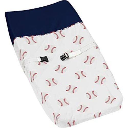 Sweet Jojo Designs Red, White and Blue Changing Pad Cover for Baseball Patch Sports Collection