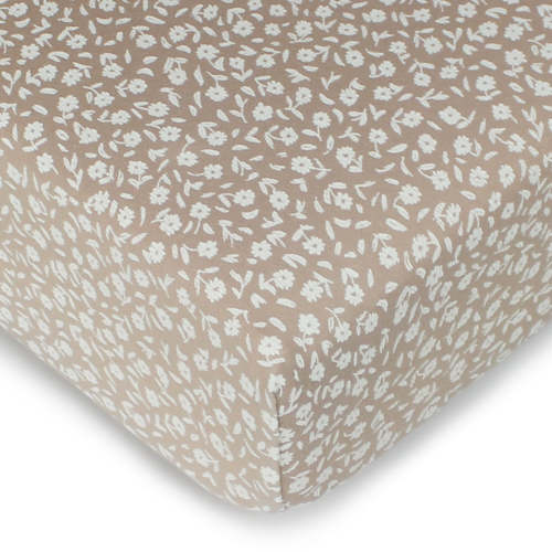 Organic Crib Sheets in Oatmeal Ditsy Floral – L'ovedbaby