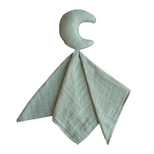 mushie Moon Security Blanket | Baby Lovey | 100% Organic Muslin Cotton (Roman Green)