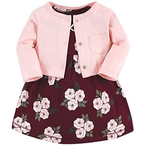 Hudson Baby Baby Girls' Cotton Dress and Cardigan Set