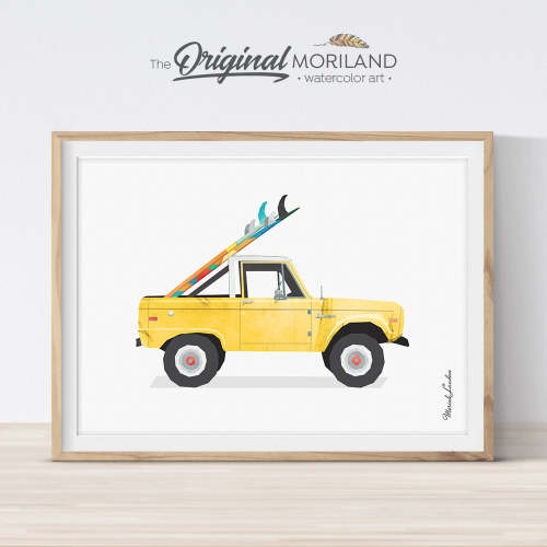 Open Truck with Surfboard Print - Printable Art