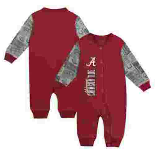 Newborn & Infant Crimson Alabama Crimson Tide Playbook Colorblock Long Sleeve Coveralls