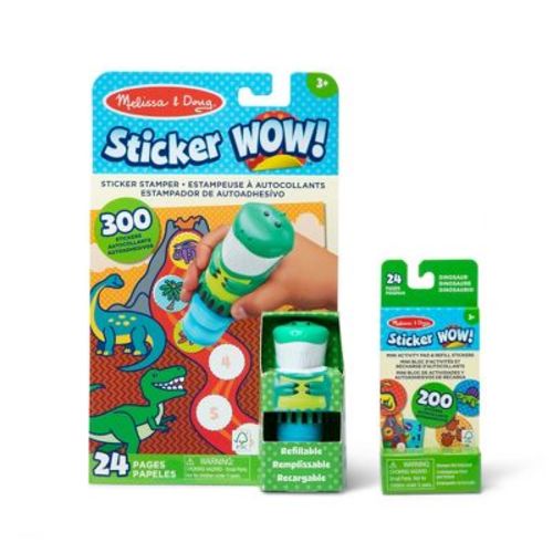Melissa & Doug Sticker WOW! Dinosaur Bundle: 24-Page Activity Pad, Sticker Stamper, 500 Stickers, Arts and Crafts