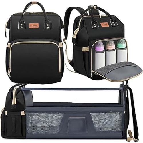 Diaper Bag Backpack with Changing Pad for Parents on the Go, Large Capacity, Waterproof Oxford backpack, Multiple Pockets, Adjustable Straps, Baby Registry Search(Black)