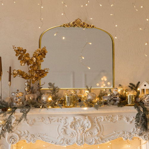 House of Hampton® Antique Gold Arched Vintage Mirror | Wayfair