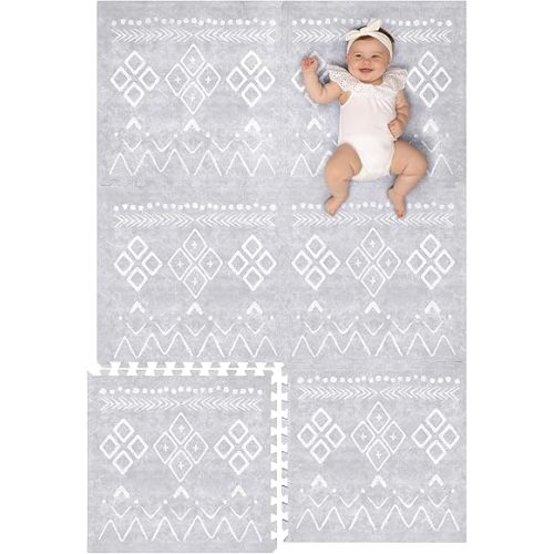 Lillefolk Baby Foam Play Mat - Baby Playmat | Tiles for Kids Interlocking Mat - Foam Baby Mat for Babies & Toddlers - Non Toxic Play Mat for Baby Tummy Time Mat 6x4ft Grey
