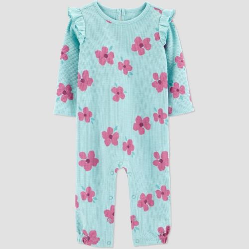Carter's Just One You® Baby Girls' Floral Long Sleeve Romper - Purple/Mint Green 3M