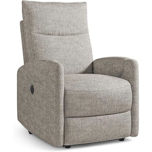 Recliner Chair, Power Recliner Chair for Adult, Electric Home Theater Seating with USB Port, Linen Fabric, Springs Seat Cushion, Reclining Single Sofa for Living Room, Office, Apartment, Grey