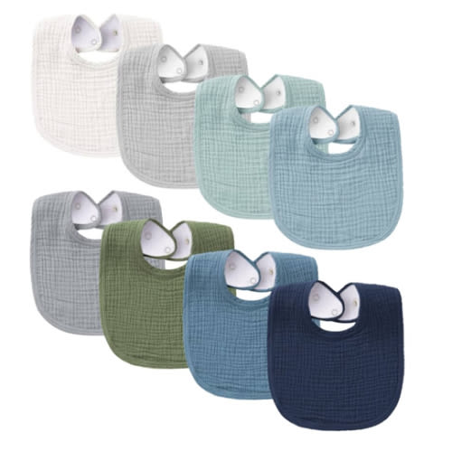 Konssy Muslin Baby Bibs 8 Pack Baby Bandana Drool Bibs Cotton for Unisex Boys and Girls, Soft Absorbent Set for Teething and Drooling