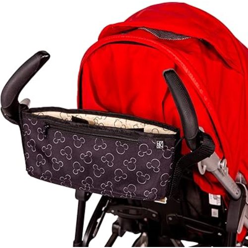 Disney Baby by J.L. Childress Cargo 'N Drinks Parent Tray - Universal Stroller Organizer - Stroller Accessory with Insulated Cup Holders and Cell Phone Pocket - Mickey Mouse Black