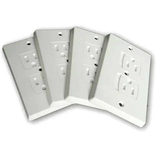 Self-Closing Electrical Wall Outlet Covers for Baby Proofing, Premium Plastic, Standard-Size Child Proof Outlet Cover, 4.6 x 3 Inches, Pack of 4, White - Wonderkid