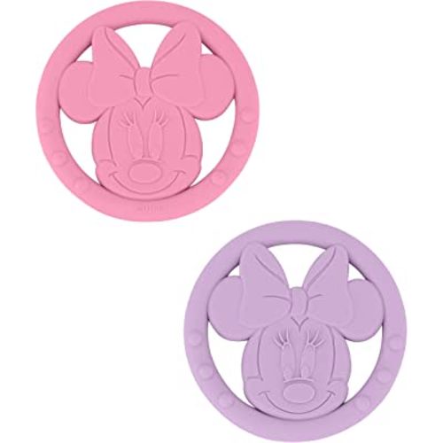 Cudlie Disney Silicone Teether Toy Set for Infants, Food Grade and BPA Free Teethers for Babies 6-12 Months, 2-Pack Teether Toys for Newborns Minnie Mouse II