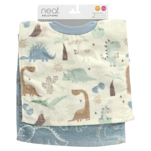 Neat Solutions Baby Bibs, 6M+, Dinosaurs, 2 Count