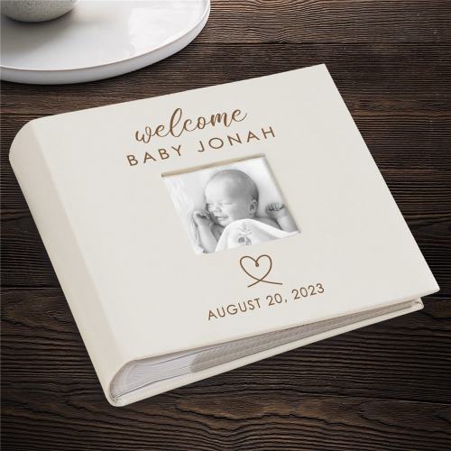 Engraved Welcome Baby Photo Album, Baby Photo Album, Holds 200 4x6 Photos, Custom Photo Album, Baby Gift, Scrapbook, New Baby Keepsake