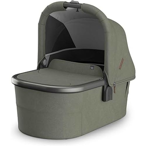 UPPAbaby Bassinet V3 - Compatible with Vista, Cruz, Ridge Strollers - Overnight Sleep Solution - Mattress, Sheet and Bug Shield Included - Evelyn (Meadow Green)