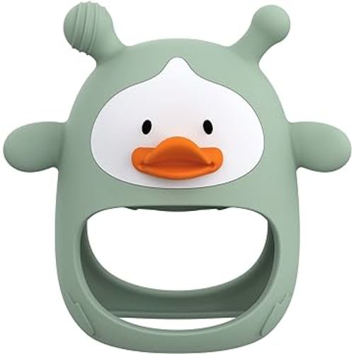 Teething Toys for Babies 0-6 Months, Never Drop Silicone Baby Teether, Hand Pacifier for Sucking Babies, Soothing Pain Relief, Best Chew Toy for Teething Baby, Teething Mitten for New Born - Green