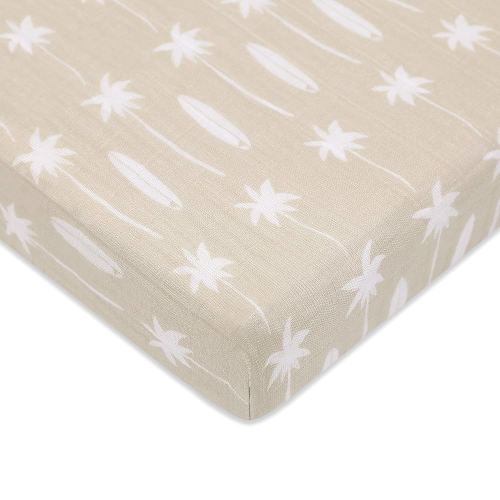 Babyletto 100% Organic Cotton Mini Crib Sheet, GOTS-Certified, Fitted 360°, Ultra-Soft and Breathable Muslin - Beach Bum