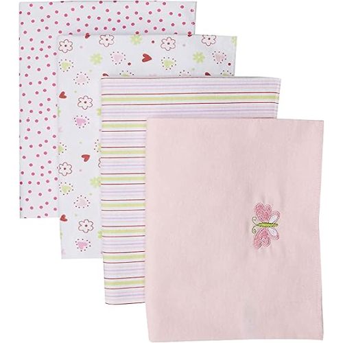 Spasilk Baby 4 Pack 100% Cotton Flannel Receiving Blanket