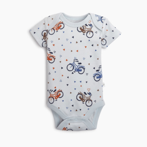 Tiny Kind Printed Short Sleeve Organic Cotton Bodysuit - Bicycle, Newborn