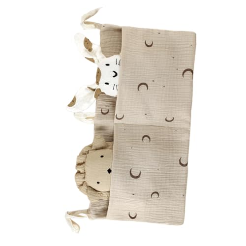 Lily Brown Cribs Storage Bag Baby Bedside Hanging Storage Bag For Drool Bibs Diaper Multifunctional Hanging Pocket Cotton Organizer Cotton Material