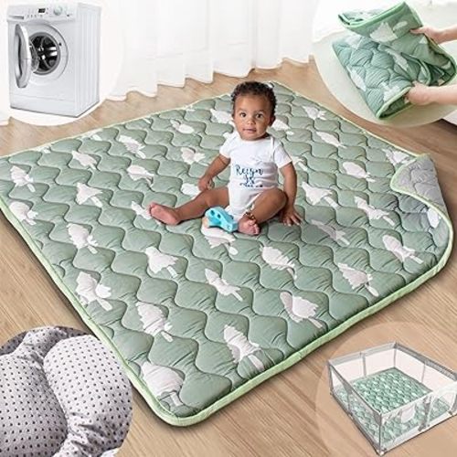 Beavtaens Baby Play Mat, 50x50 Playpen Mat with Super Soft Touch, Activity Mats with Upgraded Anti-Slip Bottom, Machine Washable Crawling Mats for Floor & Picnic(Trees)