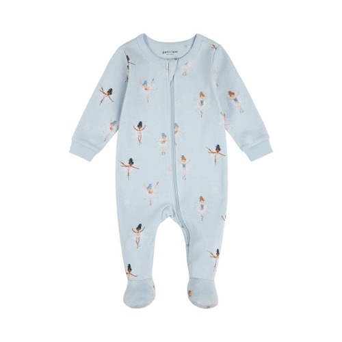 Sugar Plum Fairy Holiday Print Cotton Footed One-Piece Pajamas, Newborn