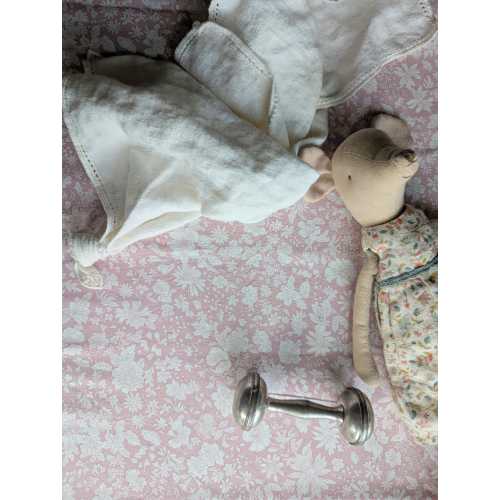 Liberty London Fitted Crib Sheet: Powder Pink Floral Cotton