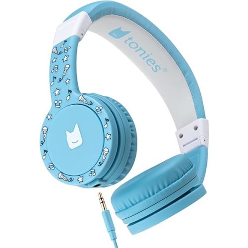 Tonies Foldable Wired Headphones for Kids - Comfortably Designed to fit On-Ear - Works with Toniebox and All 3.5mm Devices - Light Blue