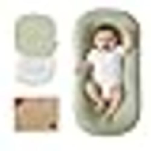 Lucakuins Baby Lounger, Bionic Design Baby Lounger for Newborn 0-24 Months, Soft Organic Cotton Breathable Lounger for Infants (Lovely Green)