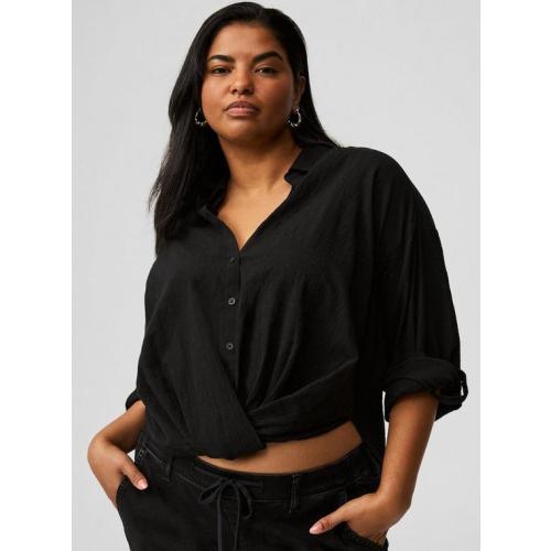 Twist Front Button Up Shirt