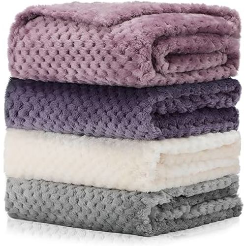 Frienda 4 Pcs Baby Fuzzy Blanket Fluffy Baby Blanket for Boys Girls Soft Warm Infant Newborn Toddler Receiving Nursery Bed Supplies, 32 x 24 Inch(Purple Color)