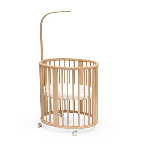 Stokke Sleepi Mini Bundle V3, Natural - Includes Sleepi Mini V3, Mattress & Drape Rod - Suitable for Ages 0-5 Years Old - Adjustable & Stylish