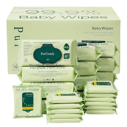 PurComfy Travel Baby Wipes, 42 Travel Pack Baby Wipes with Plant Based, Hypoallergenic for Sensitive Newborn Skin, Total 336 Count Wipes