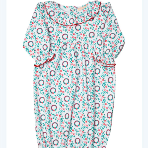 Holiday Wreath Baby Knit Gown- FINAL SALE – Smockingbird
