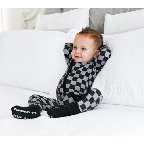 CHARCOAL CHECKERS DREAM ROMPER – Worn Wild