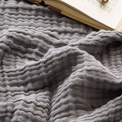 EMME Muslin Baby Blankets 100% Cotton 4-Layer Swaddle 40"x50" Lightweight Soft Breathable for Toddler, Infant, Newborn All Season Gauze Blanket, Grey