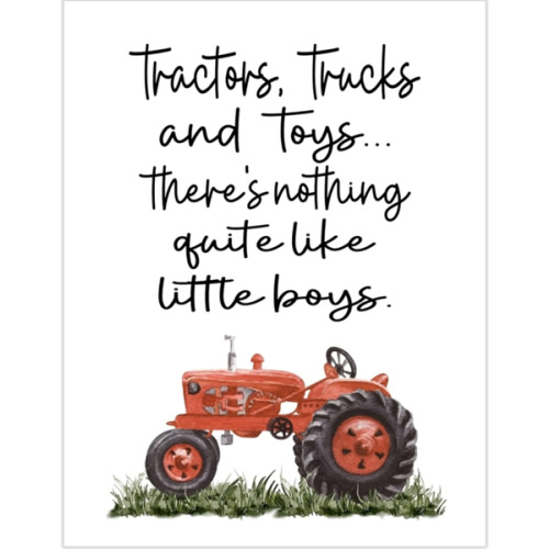 Tractors Trucks Nothing Quite Like Little Boys Watercolor Red Tractor Farmhouse Rustic Barnyard Farm Nursery Decor Unframed Print