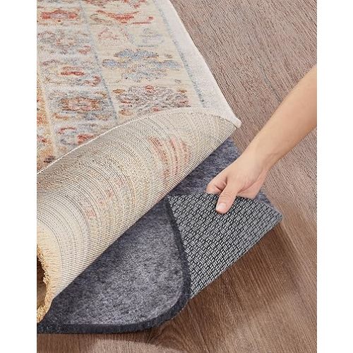 Veken Non Slip Cushioned Rug Pad Gripper 6 x 9 Ft, Felt and Silicone Backing, 1/4 inch Thick Carpet Liner for Hardwood Floors and Finishes, Under Area Rugs Anti Skid Mat, Keep Rugs Safe and in Place
