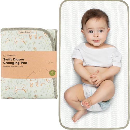 KeaBabies Portable Diaper Changing Pad, Easy Wipe Clean - Foldable Waterproof Baby Changing Mat for Diaper Bag, Compact, Lightweight, 25x13 Newborn, Infant, Baby Changer Travel Essential (Fox Vale)