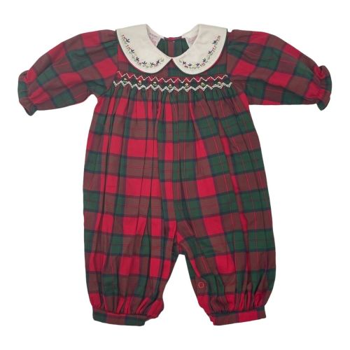 Vintage 80s Allison Ann Baby Girl Bubble Romper Holiday Green Red 0-3 Months