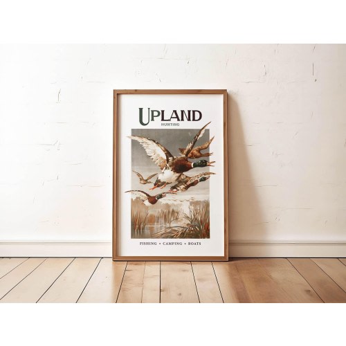 Retro Mallard Print Gift for Hunter Retro Hunting Art Poster Cabin Wall Decor Bird Artwork Outdoorsy Wall Art Hunting Dad Gift