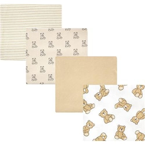 Hudson Baby Unisex Baby Cotton Flannel Receiving Blankets, Teddy Bears, One Size