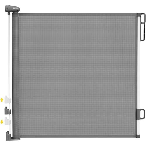 Babepai Retractable Baby Gates for Stairs, Dog Gates for Doorways, Mesh Baby Gate Extends to 54" Wide 34" Tall, Pet Gate Indoor Use for Hallways, Porch, Patio, Outdoor - Gray