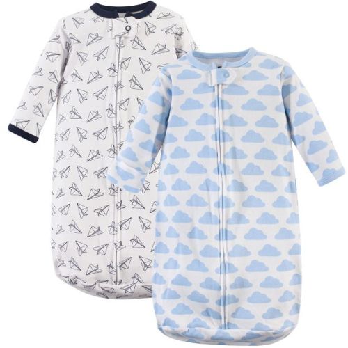 Hudson Baby Infant Boy Cotton Long-sleeve Wearable Sleeping Bag, Sack, Blanket, Paper Airplane, 3-9 Months