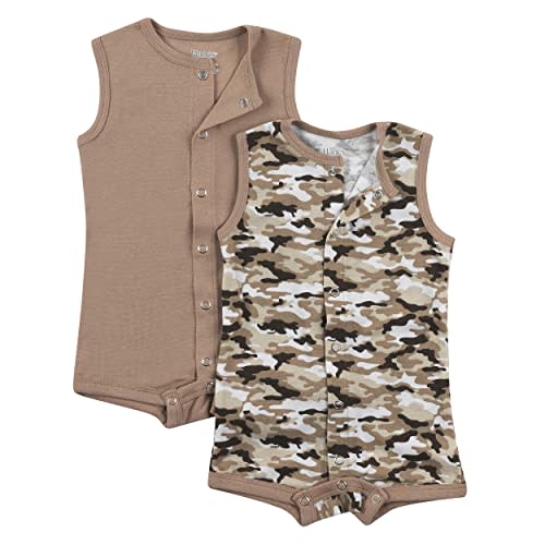 Hanes Baby Ultimate Flexy Button Up Short Sleeve Bodysuit Romper (2 Pack)