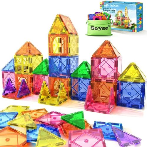 Magnetic Tiles Toddler Toys Games Sensory Toys for Toddlers 3-4 Magnetic Blocks for Kids Age 3-5 4-8 Outdoor Toddler Activities Preschool Building Learning Toys