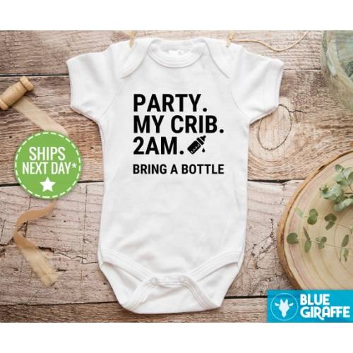 Party at My Crib Bodysuit, Funny Baby Clothes, Cute Bodysuit, Baby Boy Clothes, Baby Girl Bodysuit, Baby Girl Clothes, Baby Boy Bodysuit - Etsy