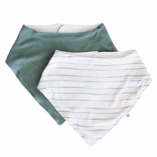 Sage's Stripes Waffle Bamboo 2pc Bandana Bibs